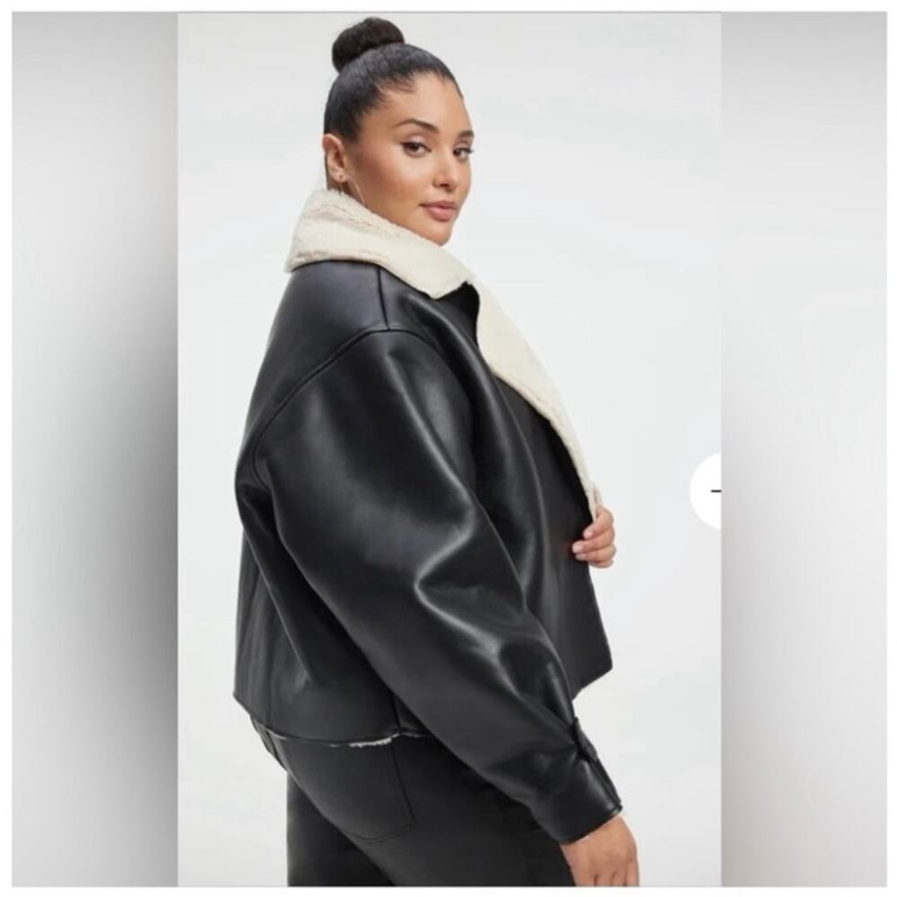Good American Air Force Faux Shearling Jacket Black Women's Size XXL/ 5/6 $225